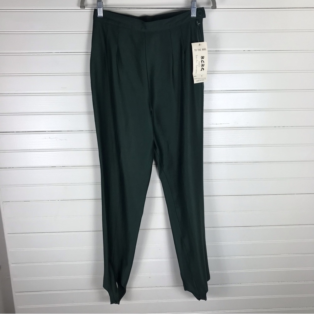 B.C.B.G. Paris 80's Green Retro Deadstock Stirrup Pants Size 4 Made in USA